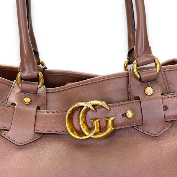GG Running Brown Top Handle Bag in Calfskin, Gold hardware - Image 7
