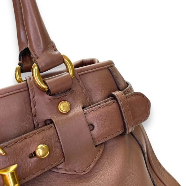 GG Running Brown Top Handle Bag in Calfskin, Gold hardware - Image 9