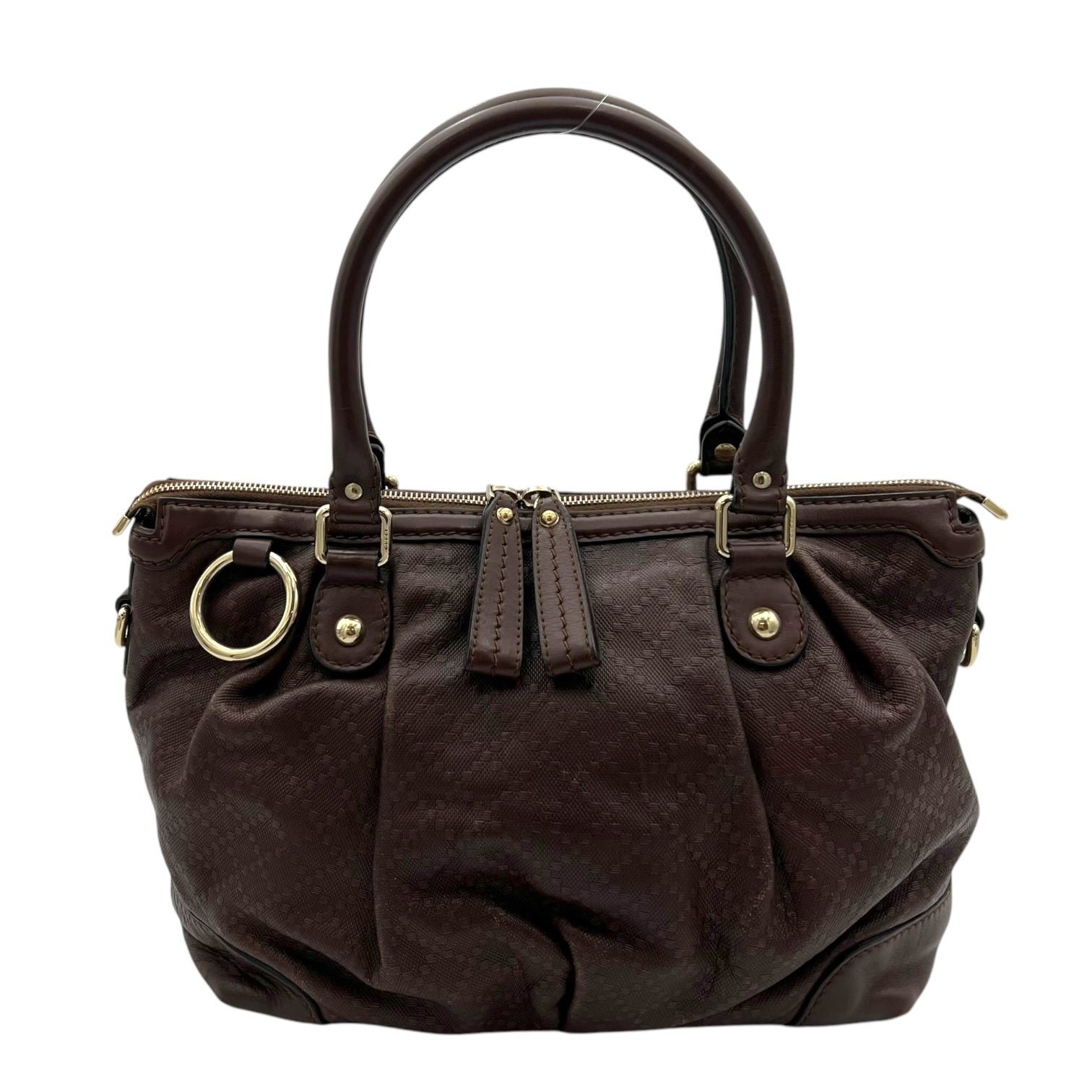 GG Top Handle Bag Brown in Calfskin, Gold hardware