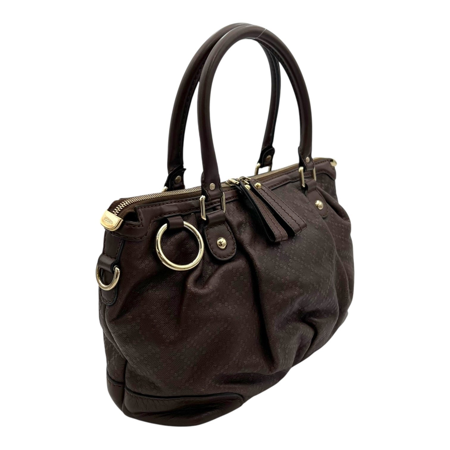 GG Top Handle Bag Brown in Calfskin, Gold hardware - Image 3