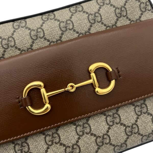 Horsebit 1955 Crossbody Bag Brown in Coated Canvas, Gold hardware - Image 10