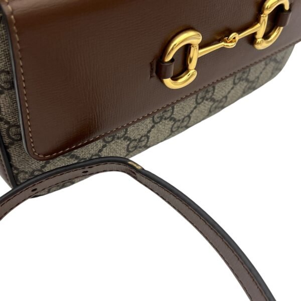 Horsebit 1955 Crossbody Bag Brown in Coated Canvas, Gold hardware - Image 11