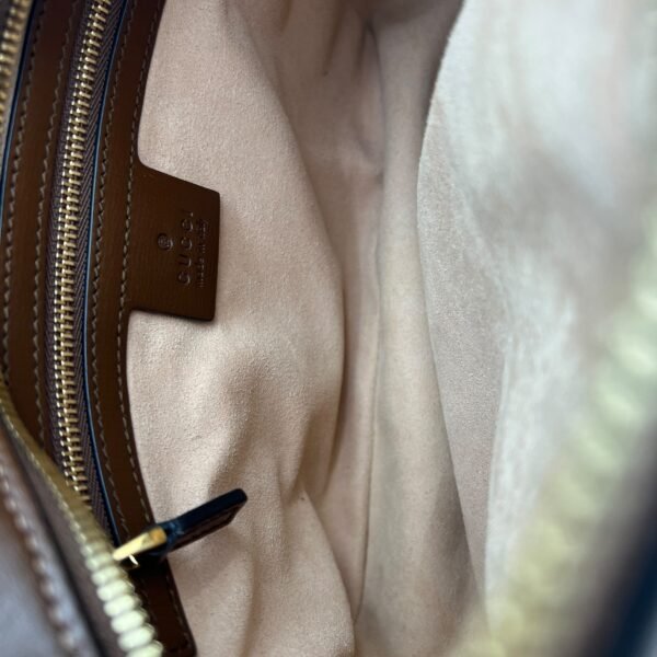 Horsebit 1955 Crossbody Bag Brown in Coated Canvas, Gold hardware - Image 13