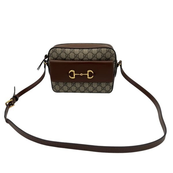 Horsebit 1955 Crossbody Bag Brown in Coated Canvas, Gold hardware - Image 15