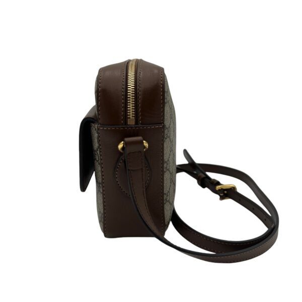 Horsebit 1955 Crossbody Bag Brown in Coated Canvas, Gold hardware - Image 3