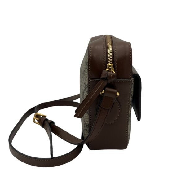 Horsebit 1955 Crossbody Bag Brown in Coated Canvas, Gold hardware - Image 4
