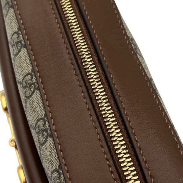 Horsebit 1955 Crossbody Bag Brown in Coated Canvas, Gold hardware - Image 9