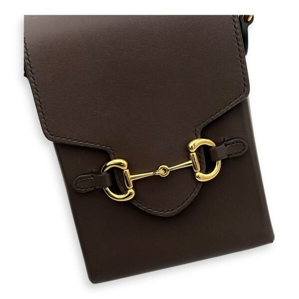 Horsebit 1955 Crossbody Bag Mini Brown in Calfskin, Gold hardware - Image 7