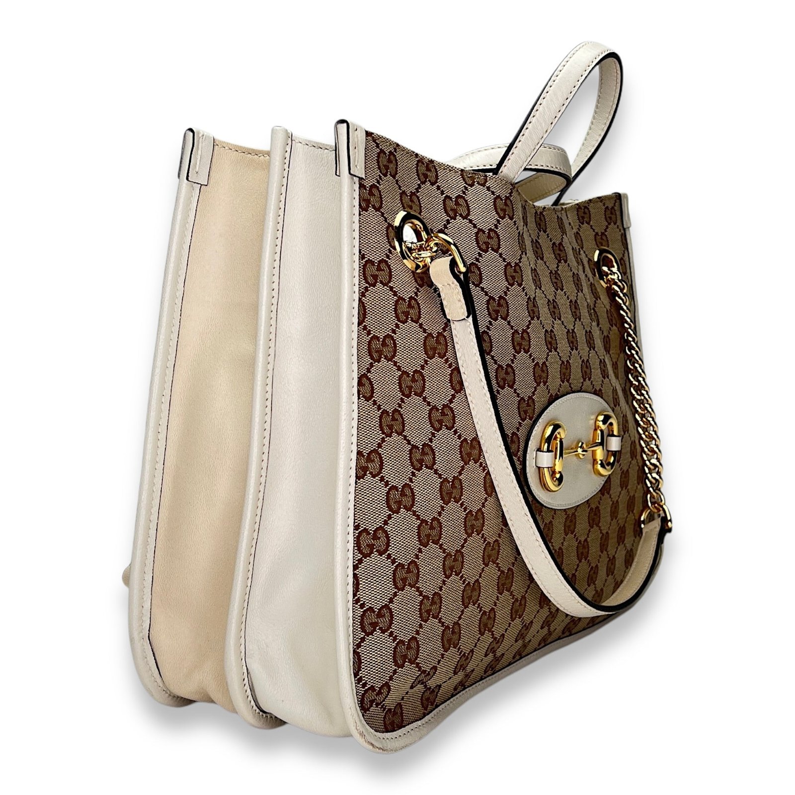 Horsebit 1955 Medium Tote bag in Canvas, Gold Hardware - Image 4