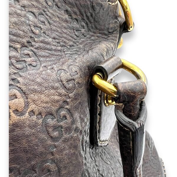 Horsebit 1955 Shoulder Bag Brown in Calfskin, Gold hardware - Image 12