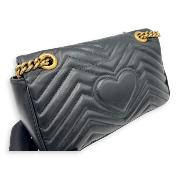 GG Marmont Shoulder Bag Medium Black in Calfskin, Gold hardware - Image 16