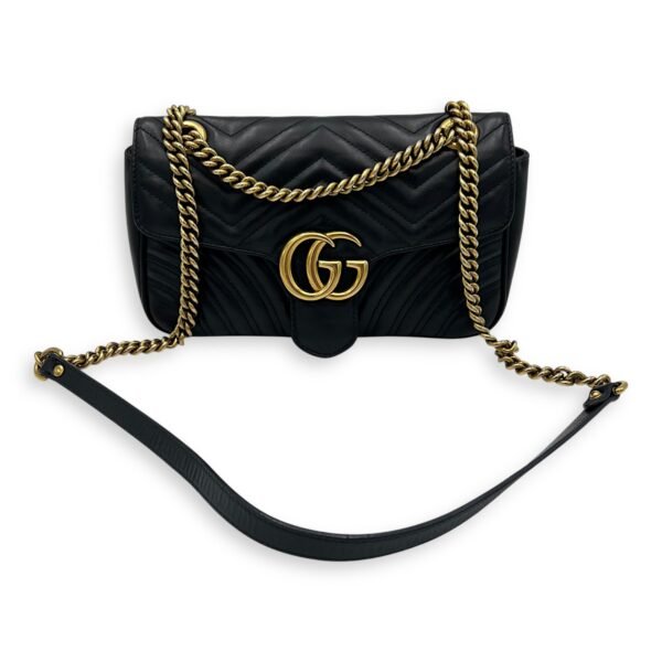 GG Marmont Shoulder Bag Medium Black in Calfskin, Gold hardware - Image 24