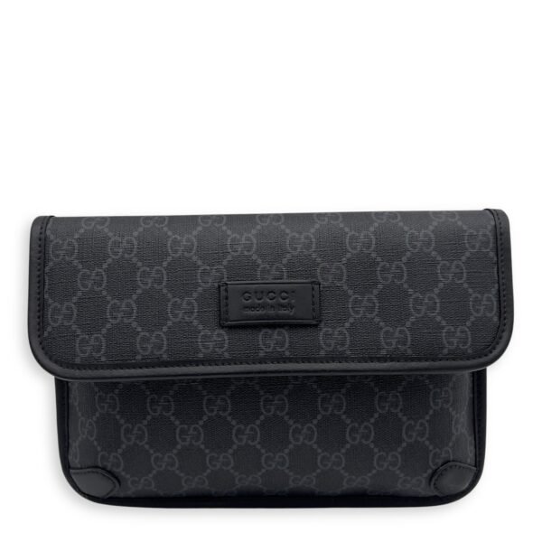 GG Supreme Belt Bag Black in Monogram Coated Canvas, Silver hardware