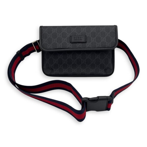 GG Supreme Belt Bag Black in Monogram Coated Canvas, Silver hardware - Image 17