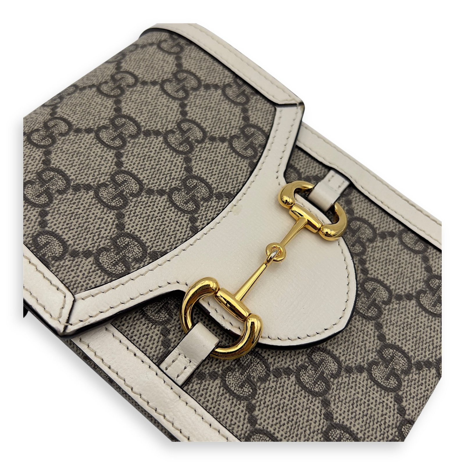 Horsebit 1955 Brown Crossbody Bag in Monogram Coated Canvas, Gold hardware - Image 15