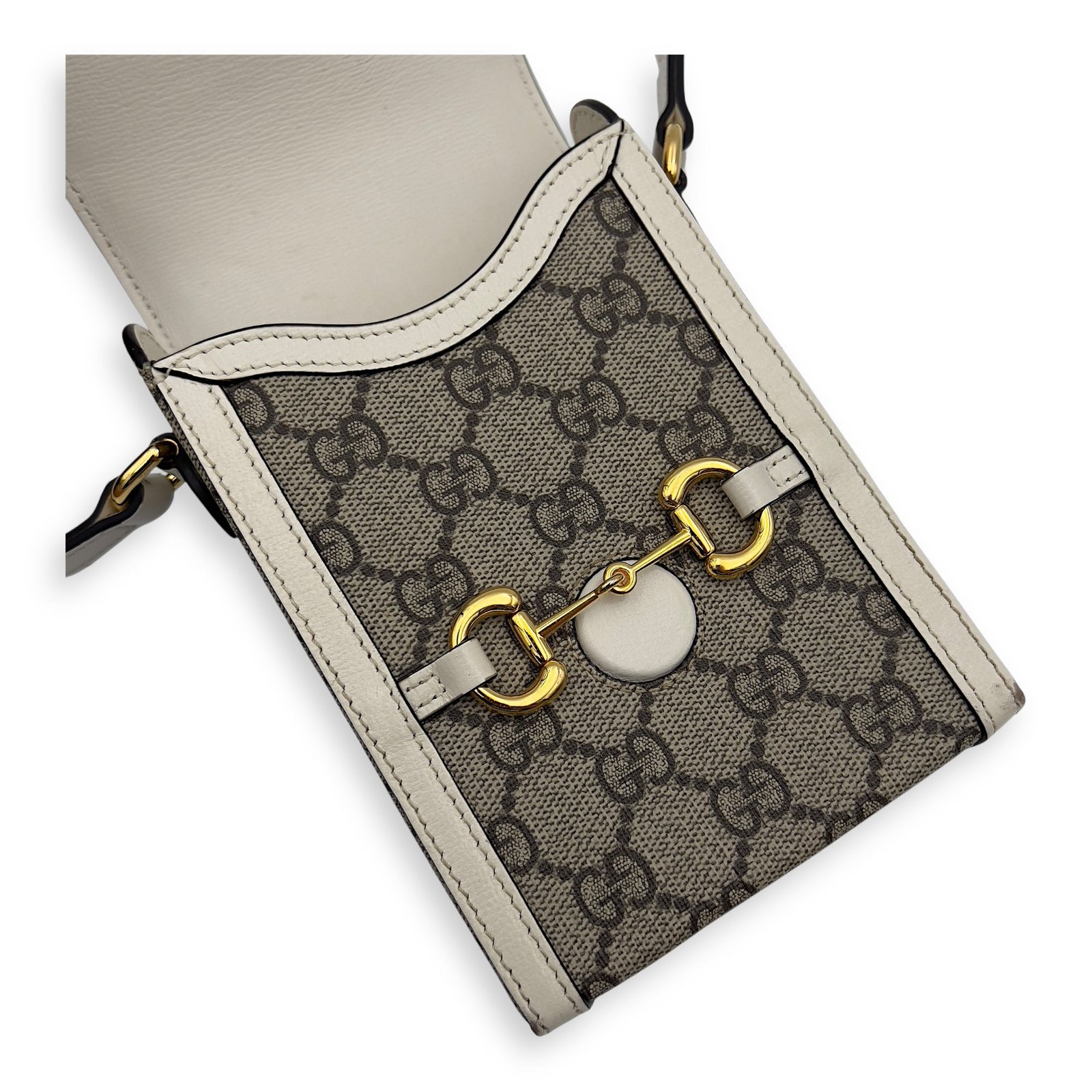 Horsebit 1955 Brown Crossbody Bag in Monogram Coated Canvas, Gold hardware - Image 17