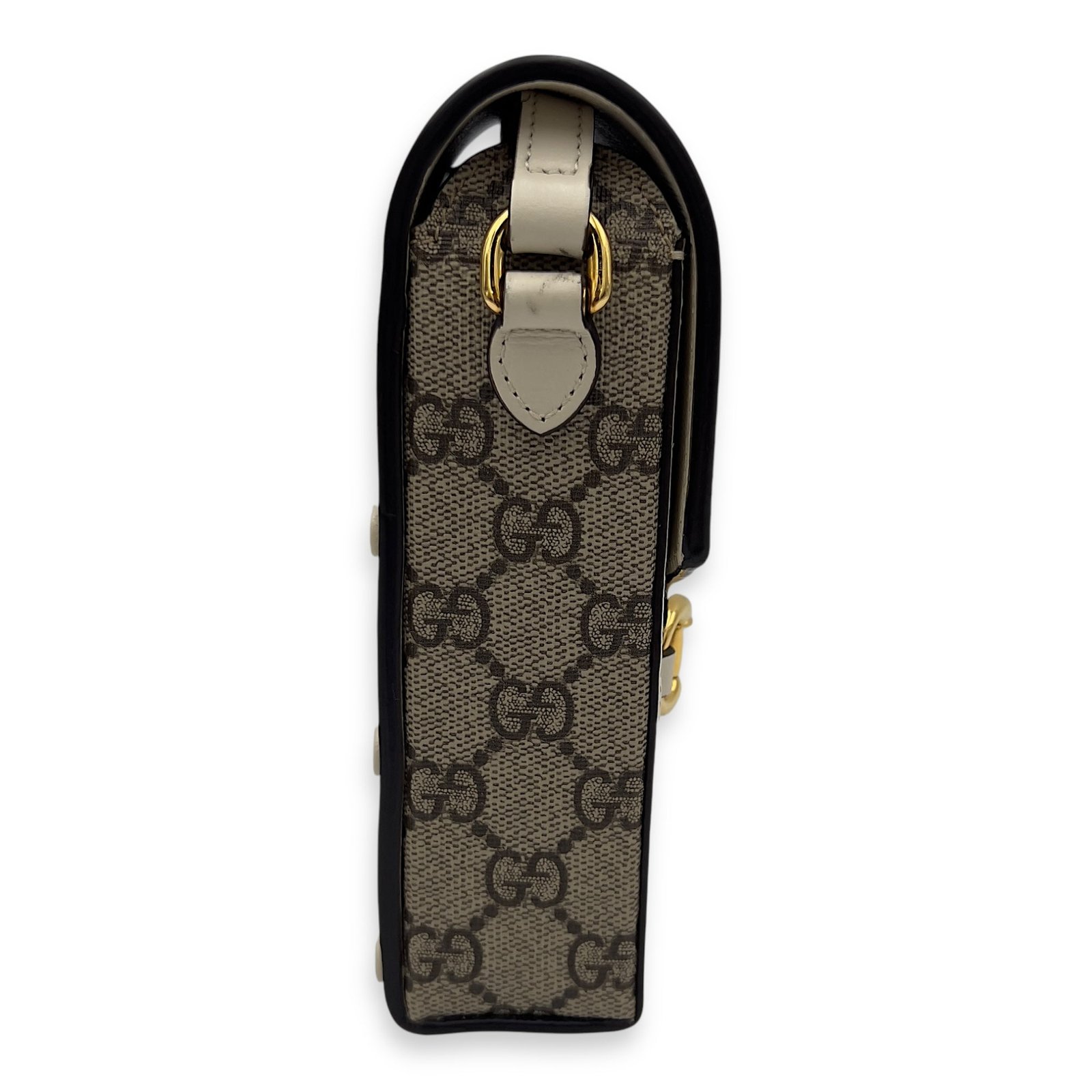 Horsebit 1955 Brown Crossbody Bag in Monogram Coated Canvas, Gold hardware - Image 3