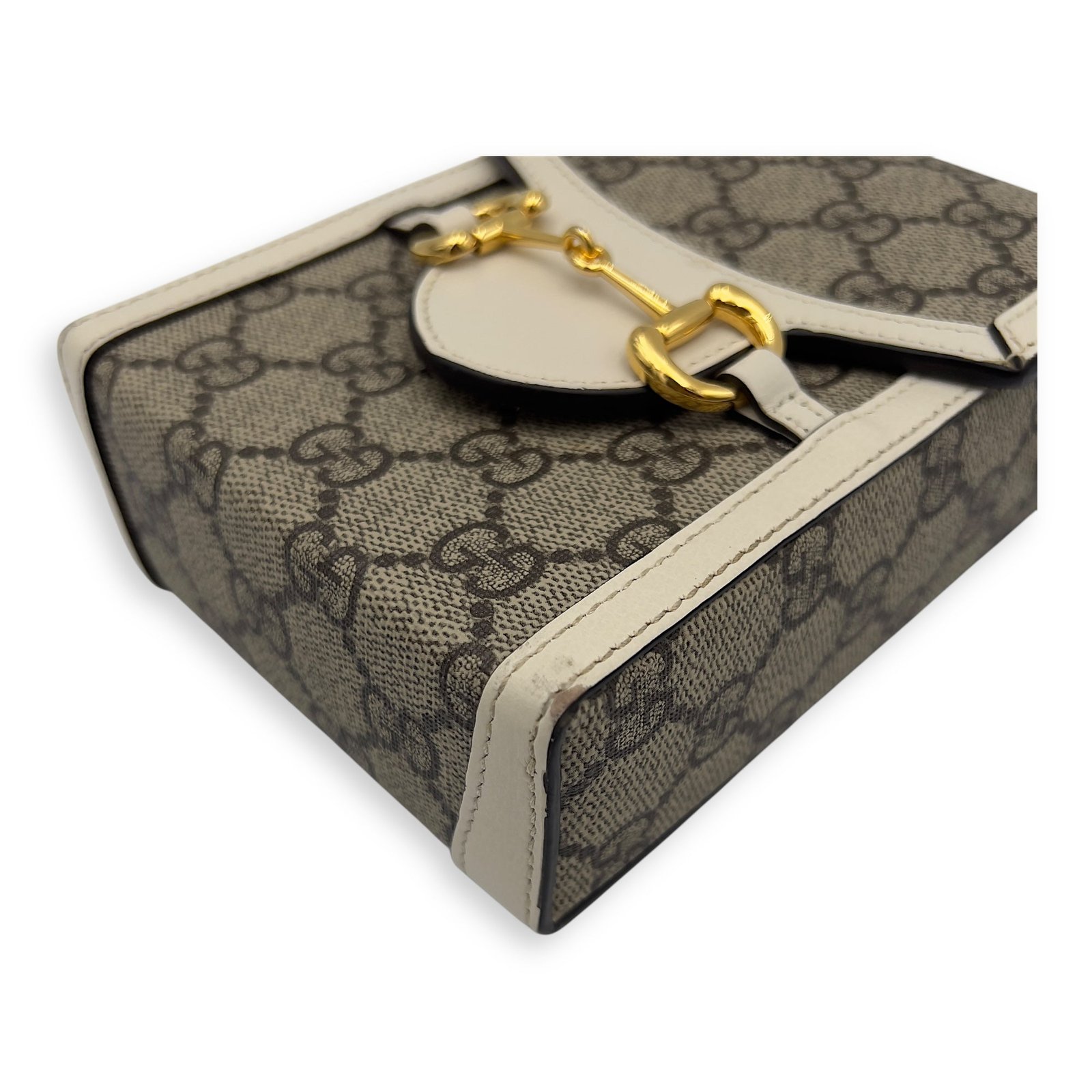 Horsebit 1955 Brown Crossbody Bag in Monogram Coated Canvas, Gold hardware - Image 8