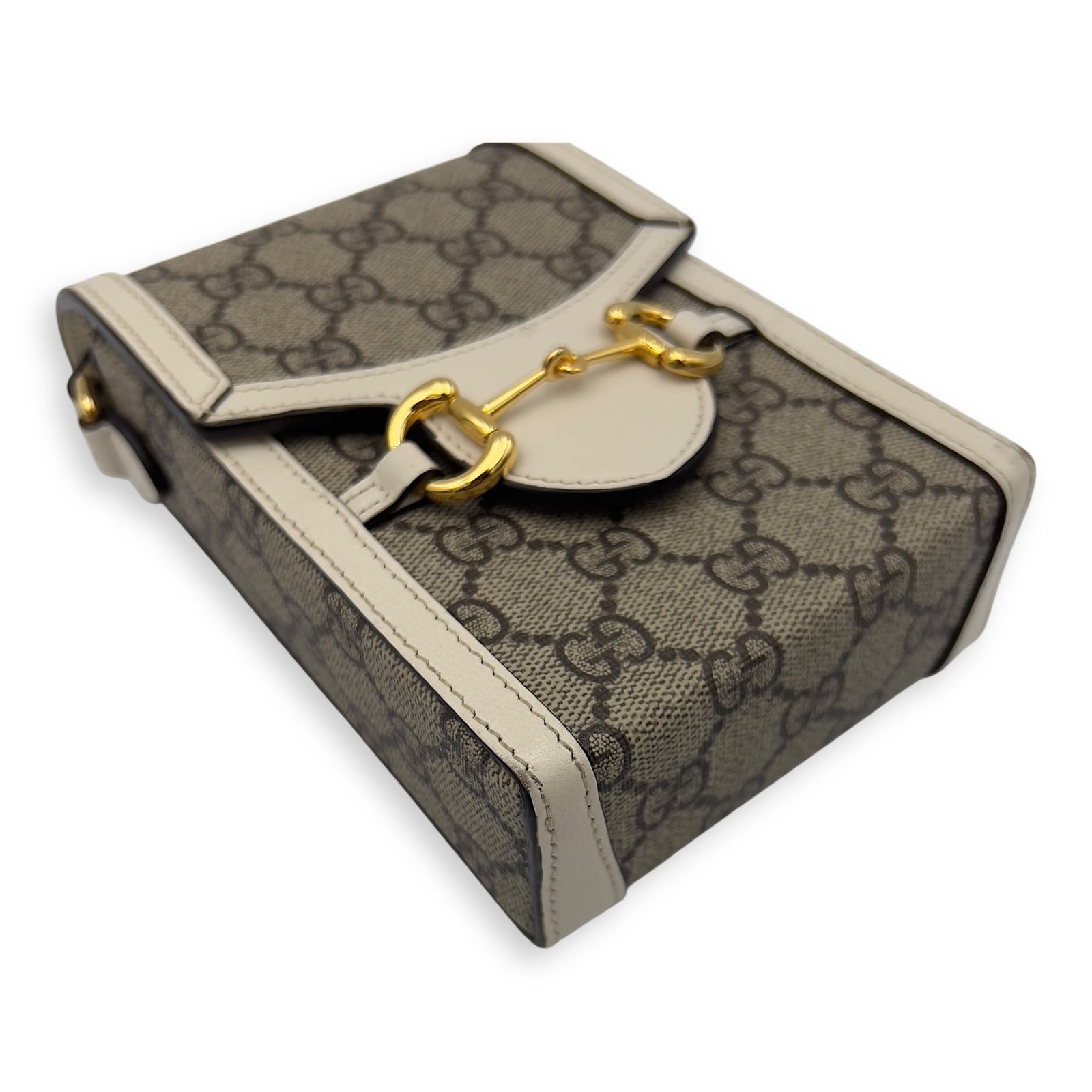 Horsebit 1955 Brown Crossbody Bag in Monogram Coated Canvas, Gold hardware - Image 9