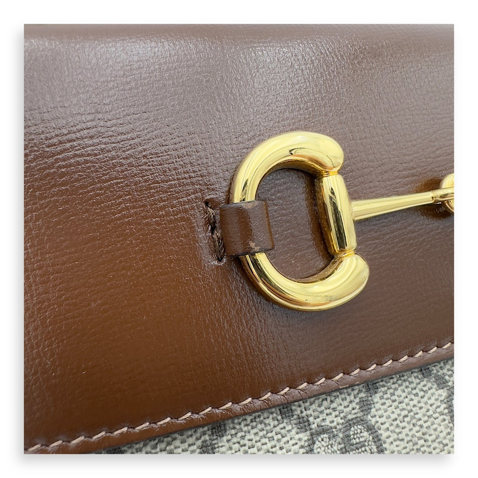 Horsebit 1955 Crossbody Bag Grey in Coated Canvas, Gold hardware - Image 10