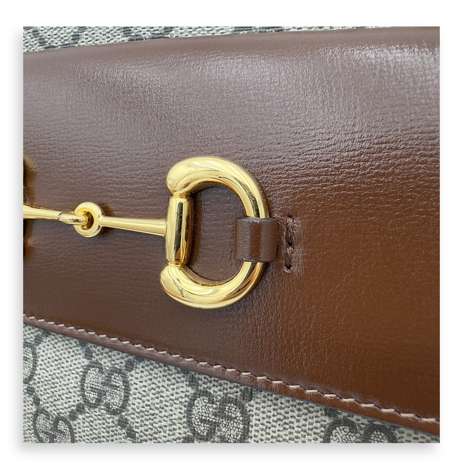 Horsebit 1955 Crossbody Bag Grey in Coated Canvas, Gold hardware - Image 11