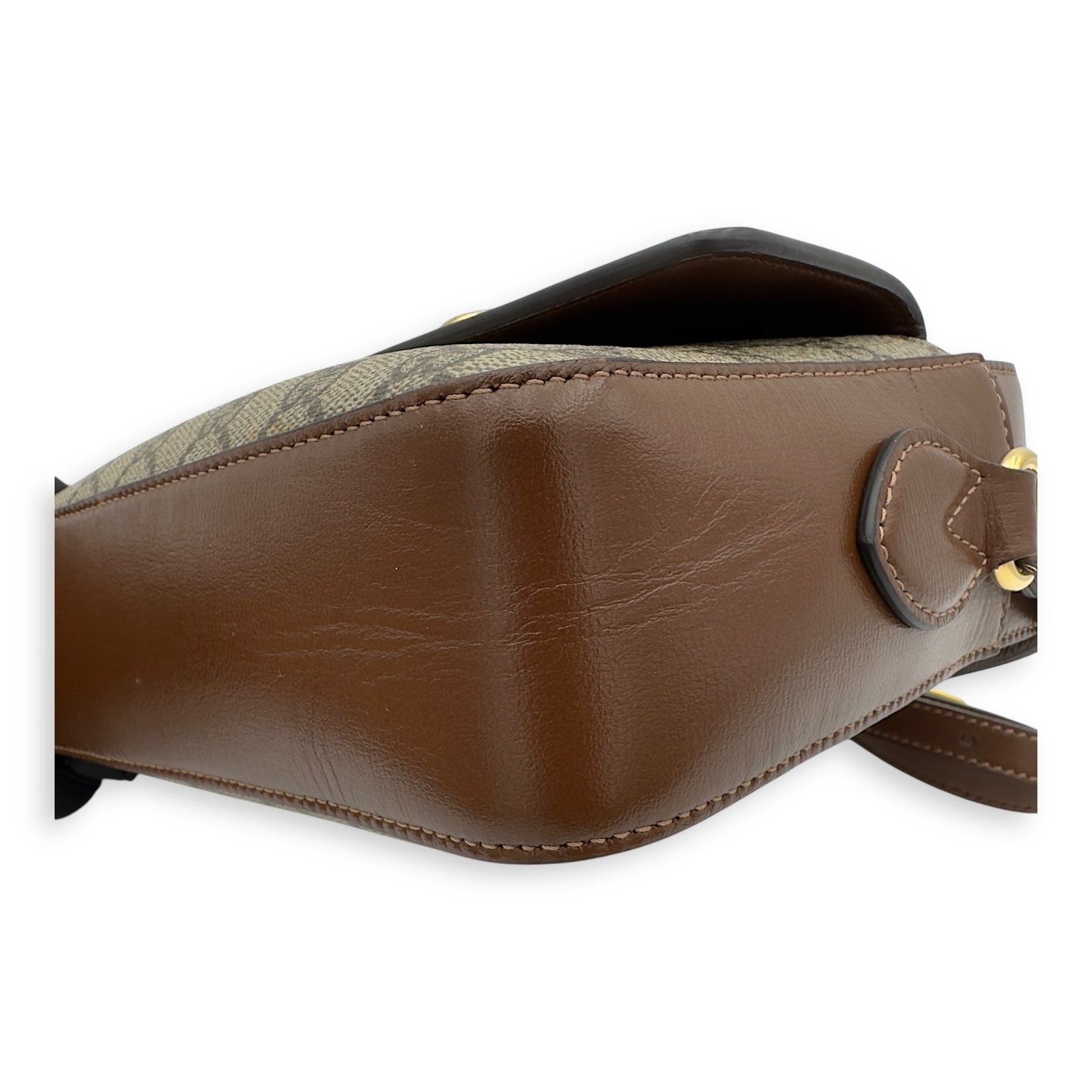 Horsebit 1955 Crossbody Bag Grey in Coated Canvas, Gold hardware - Image 16