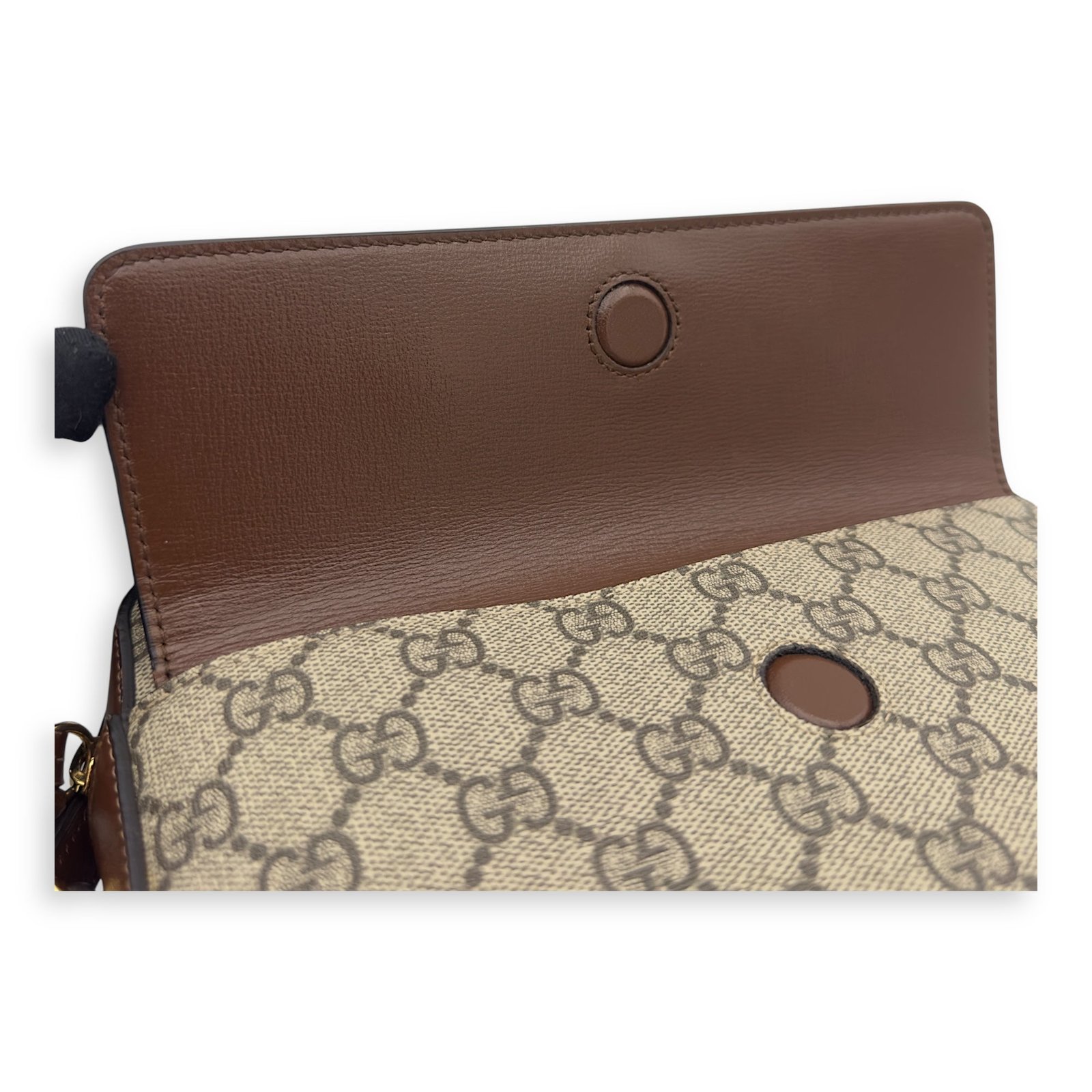 Horsebit 1955 Crossbody Bag Grey in Coated Canvas, Gold hardware - Image 19