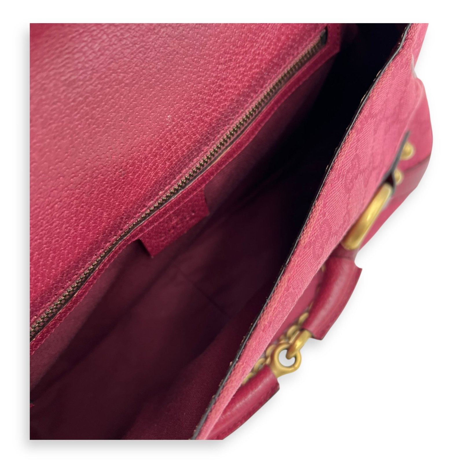 Horsebit 1955 Shoulder Bag Pink in Canvas, Gold hardware - Image 8