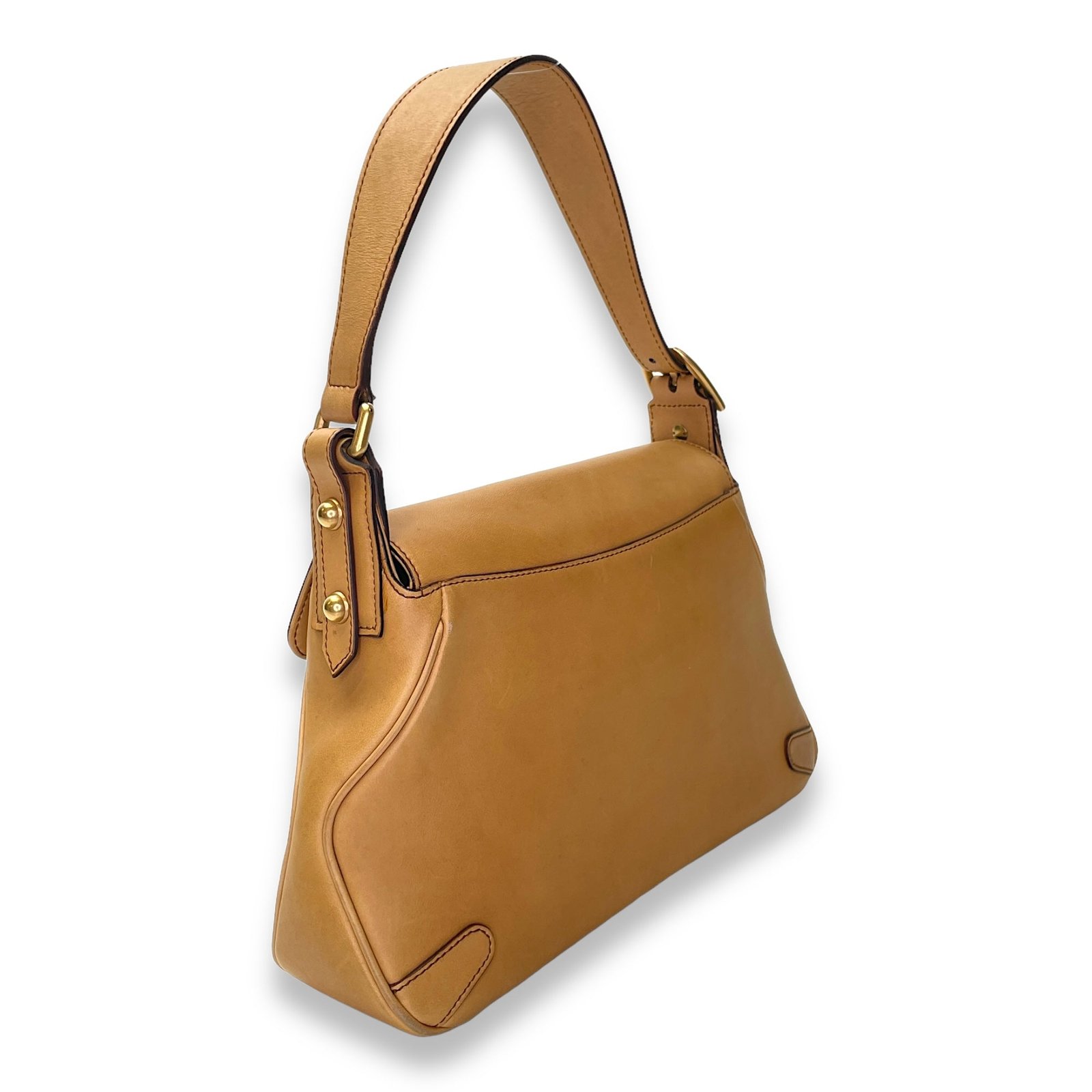 Horsebit Brown Shoulder Bag in Calfskin, Gold hardware - Image 4