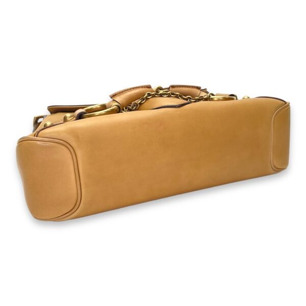 Horsebit Brown Shoulder Bag in Calfskin, Gold hardware - Image 5