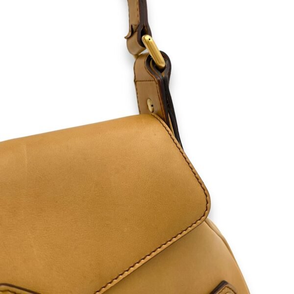 Horsebit Brown Shoulder Bag in Calfskin, Gold hardware - Image 9