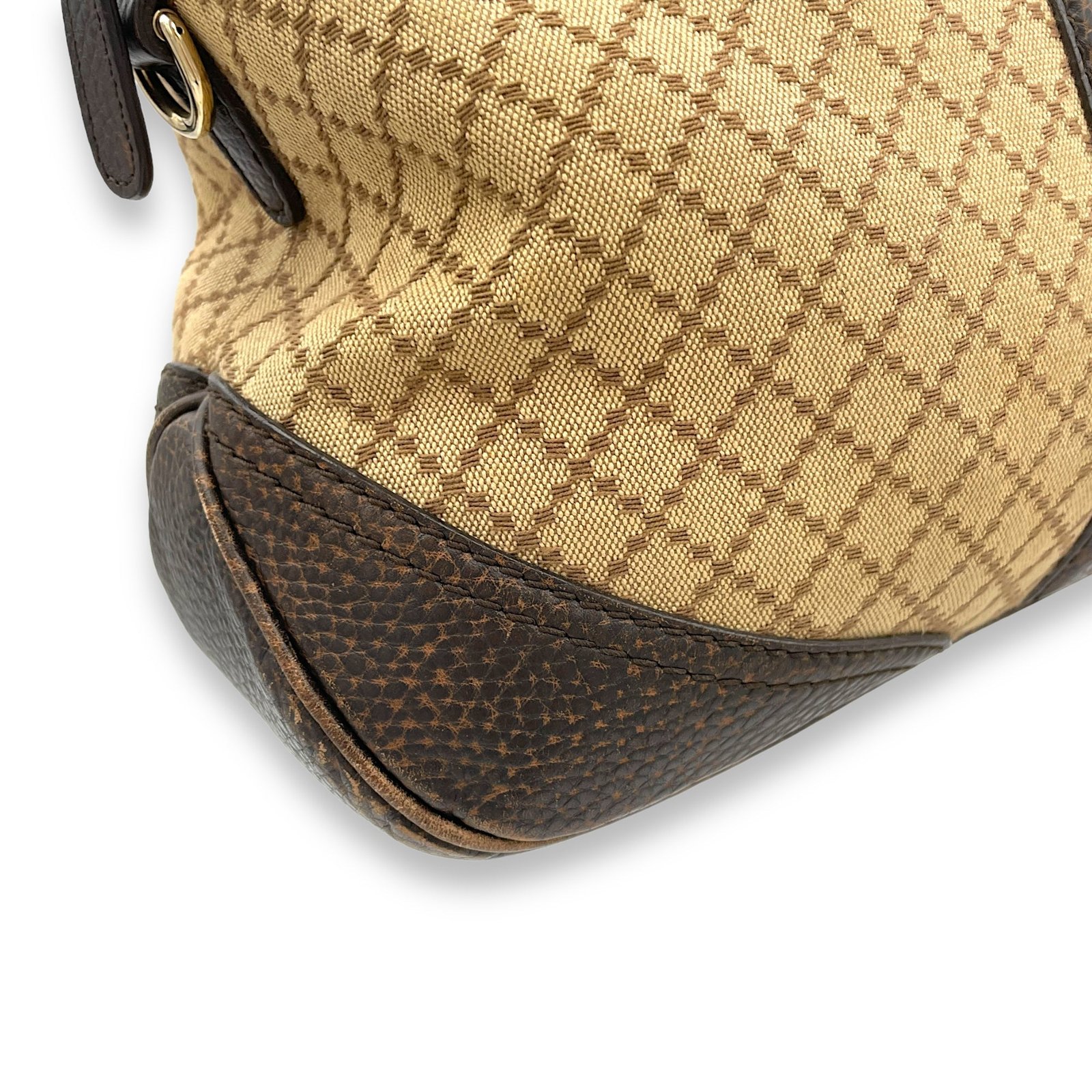 Horsebit Shoulder Bag Brown in Jacquard, Gold hardware - Image 10