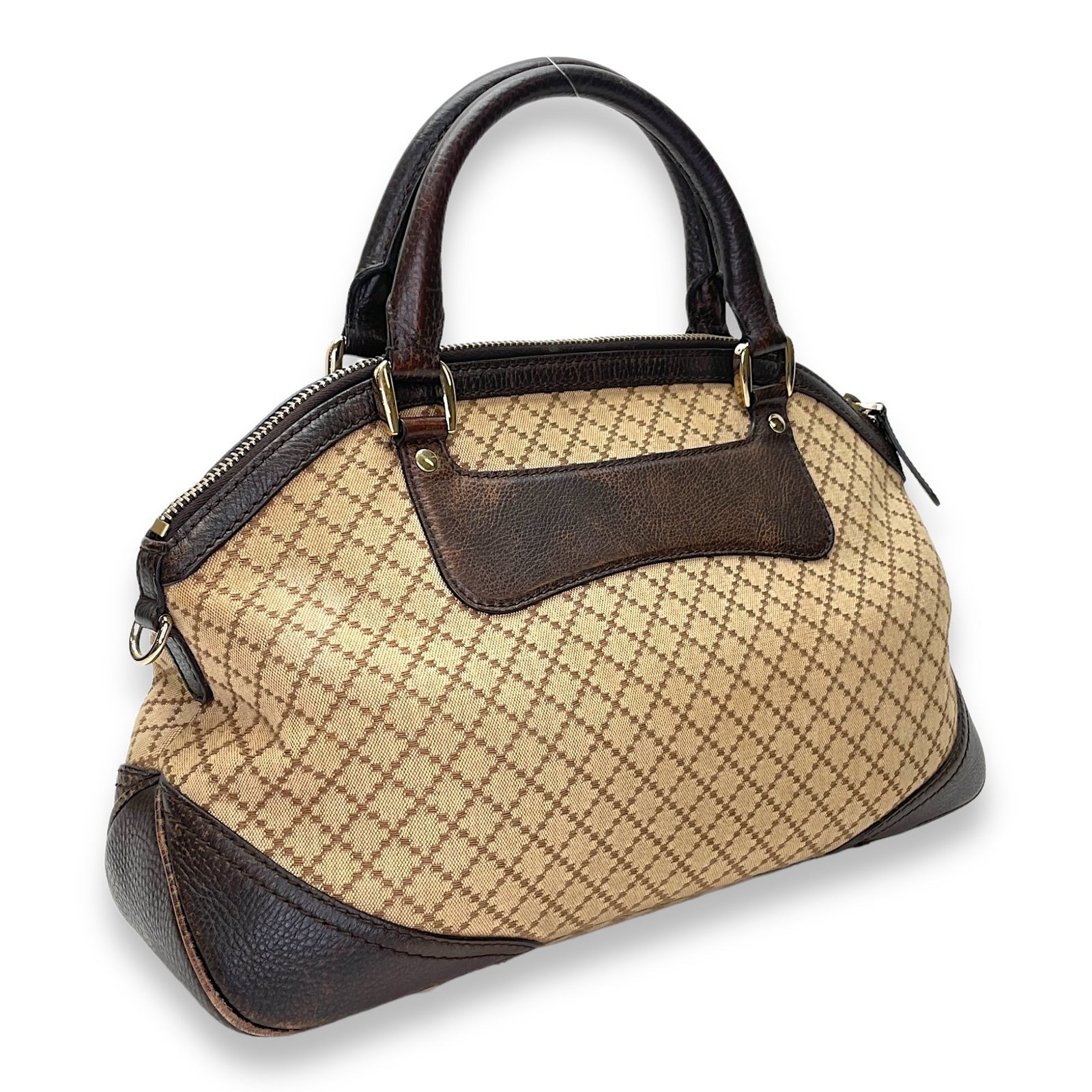 Horsebit Shoulder Bag Brown in Jacquard, Gold hardware - Image 4