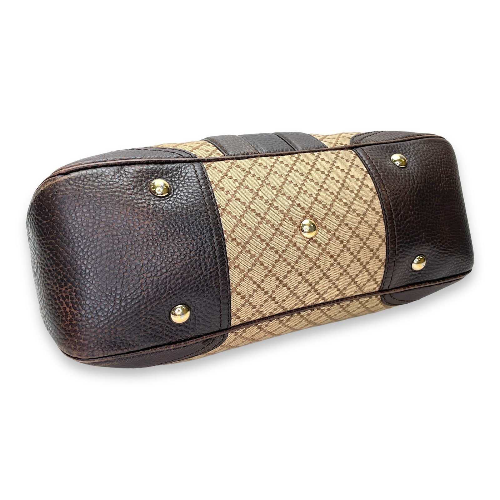 Horsebit Shoulder Bag Brown in Jacquard, Gold hardware - Image 5