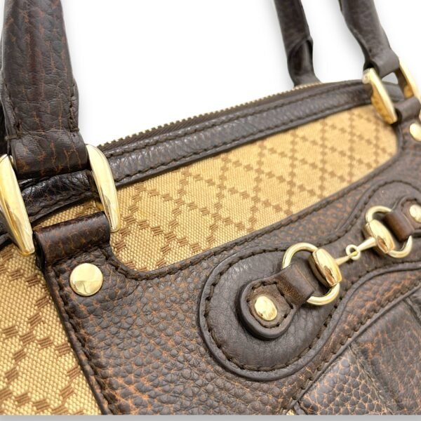 Horsebit Shoulder Bag Brown in Jacquard, Gold hardware - Image 6