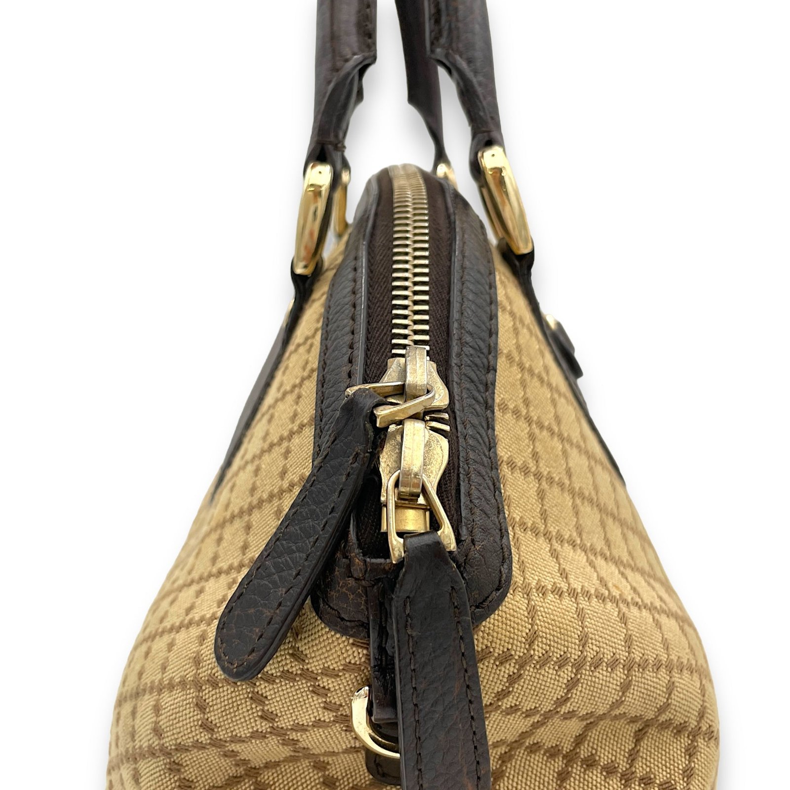 Horsebit Shoulder Bag Brown in Jacquard, Gold hardware - Image 8
