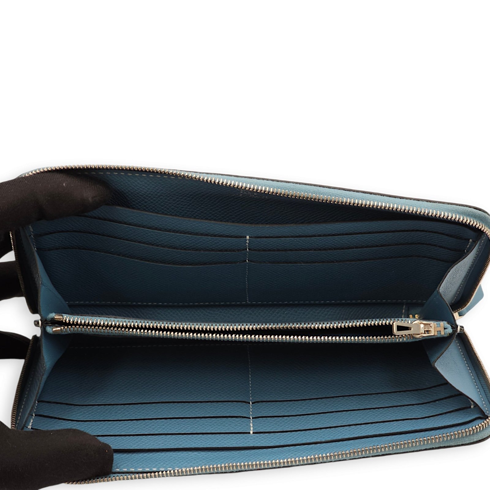 Azap Blue Jean Wallet in Epsom, Palladium hardware - Image 10