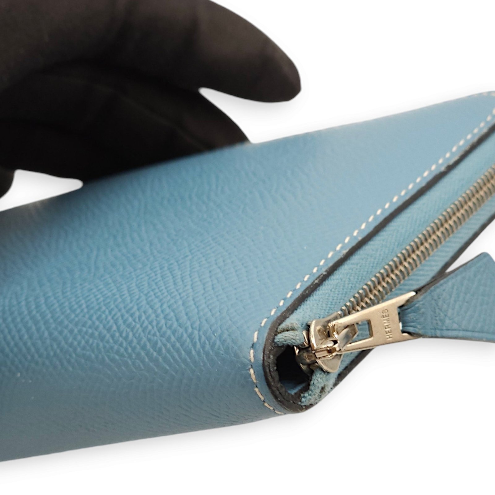 Azap Blue Jean Wallet in Epsom, Palladium hardware - Image 8