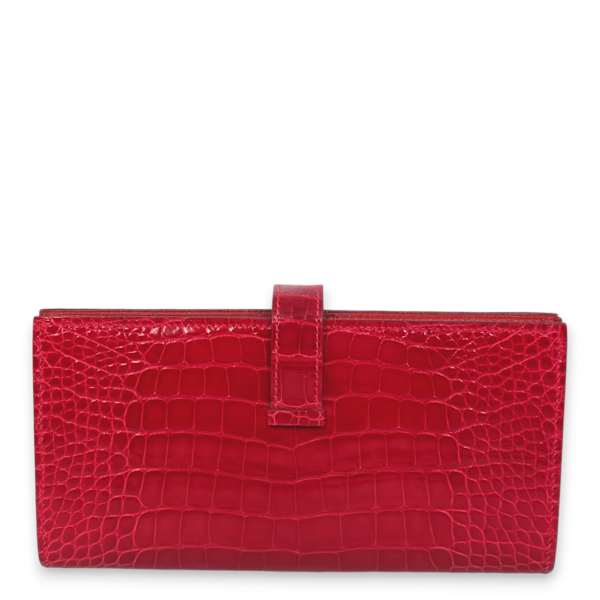Bearn Bi-fold Braise Wallet in Shiny Alligator, Gold hardware - Image 2