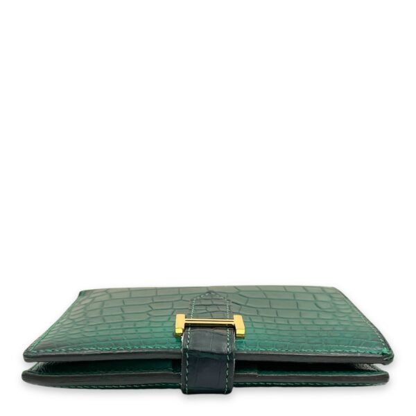 Bearn Compact Malachite Wallet in Matte Alligator, Gold hardware - Image 5