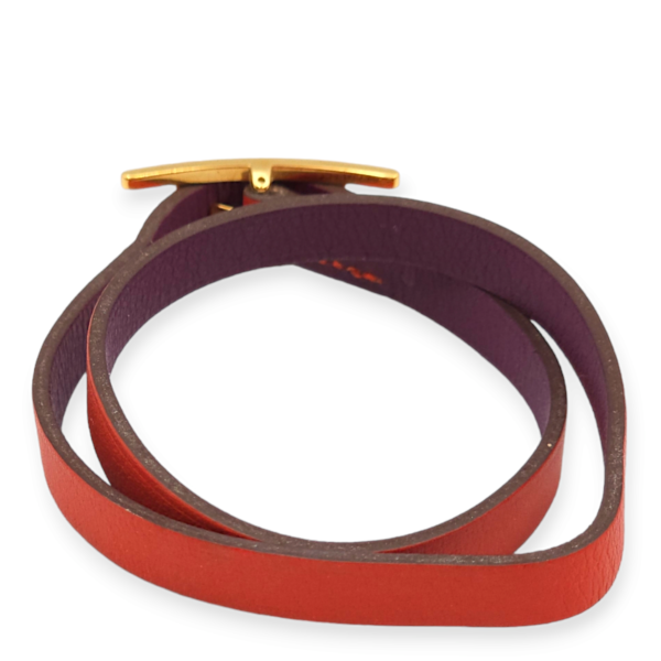 Behapi Double Tour Small Anemone/Capucine Bracelet in Swift, Gold hardware - Image 2