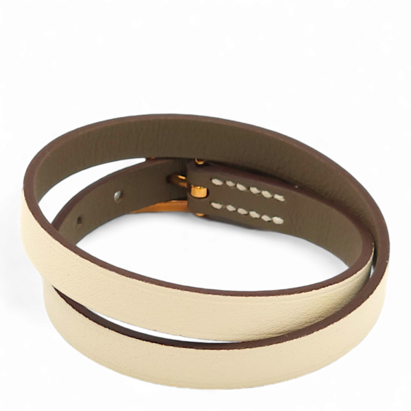 Behapi Double Tour T2 Nata/Etoupe Bracelet in Swift, Rose Gold hardware - Image 2