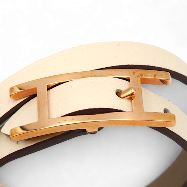 Behapi Double Tour T2 Nata/Etoupe Bracelet in Swift, Rose Gold hardware - Image 3