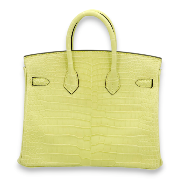 Birkin 25 Jaune Bourgeon in Matte Porosus, Palladium hardware - Image 2