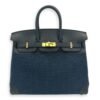 Birkin 25 Noir-noir-egee/Noir in Toile/Swift, Gold hardware