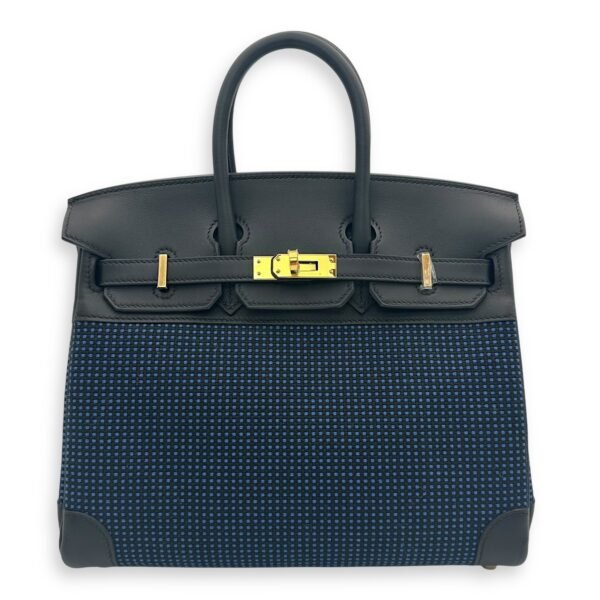 Birkin 25 Noir-noir-egee/Noir in Toile/Swift, Gold hardware