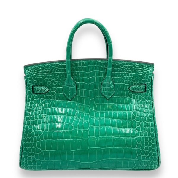 Birkin 25 Vert Jade in Shiny Porosus, Gold hardware - Image 2