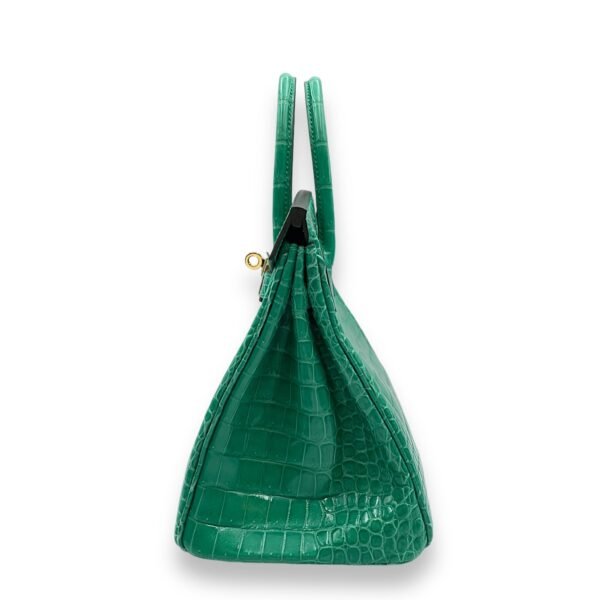Birkin 25 Vert Jade in Shiny Porosus, Gold hardware - Image 4