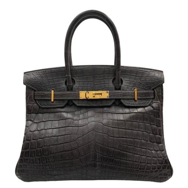 Birkin 30 Graphite in Matte Niloticus, Gold hardware