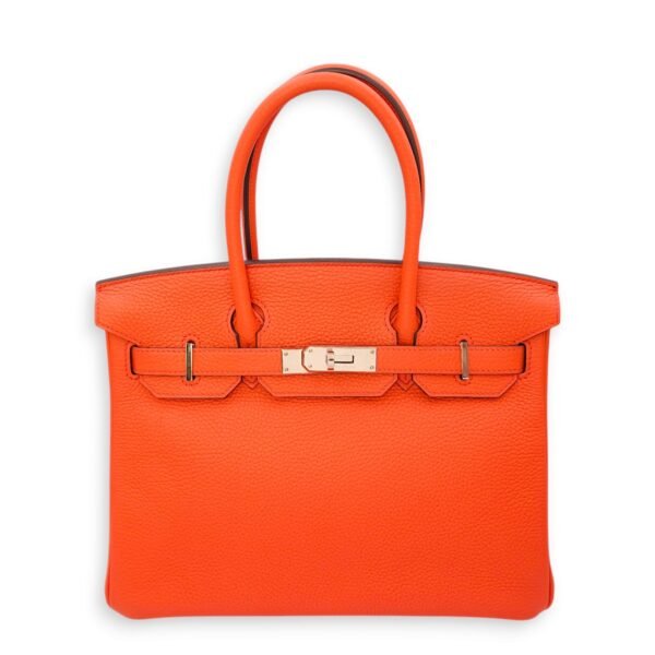 Birkin 30 Orange Poppy in Clemence, Palladium hardware